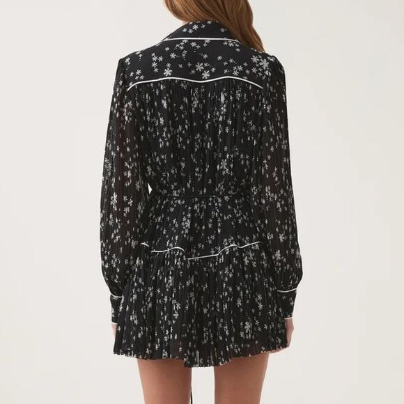 NWT 475.99 AJA Starflower Mini Dress In Nightfall Daisies Size 10 - Picture 3 of 3